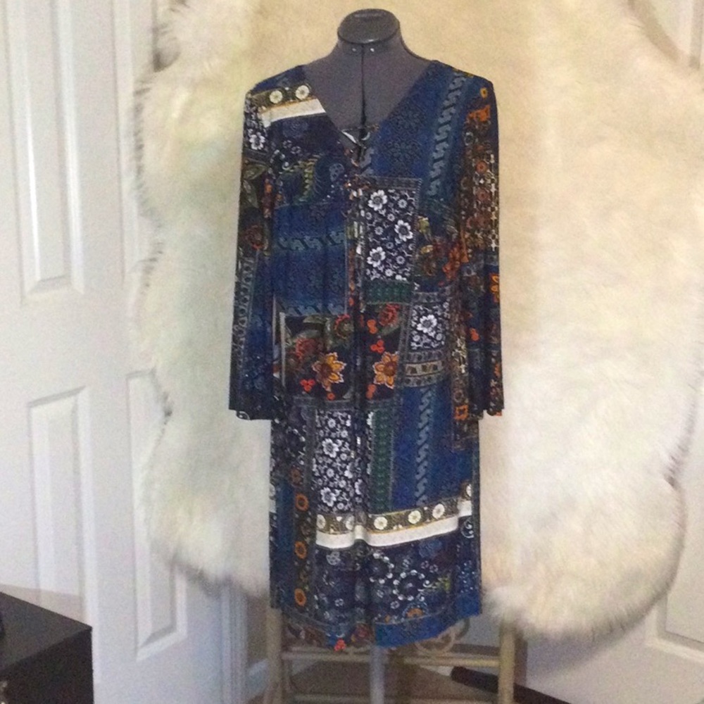 Patchwork shift floral dress
